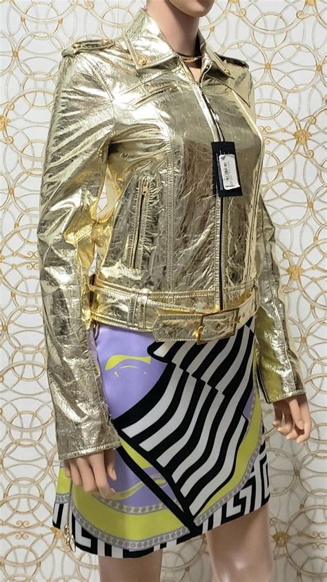 versus versace biker jacket|VERSACE VERSUS GOLD METALLIC LEATHER BIKER .